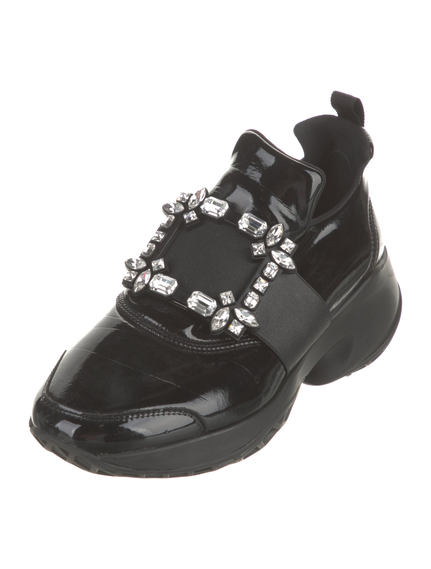 Roger Vivier Patent Leather Crystal Embellishments Loafers