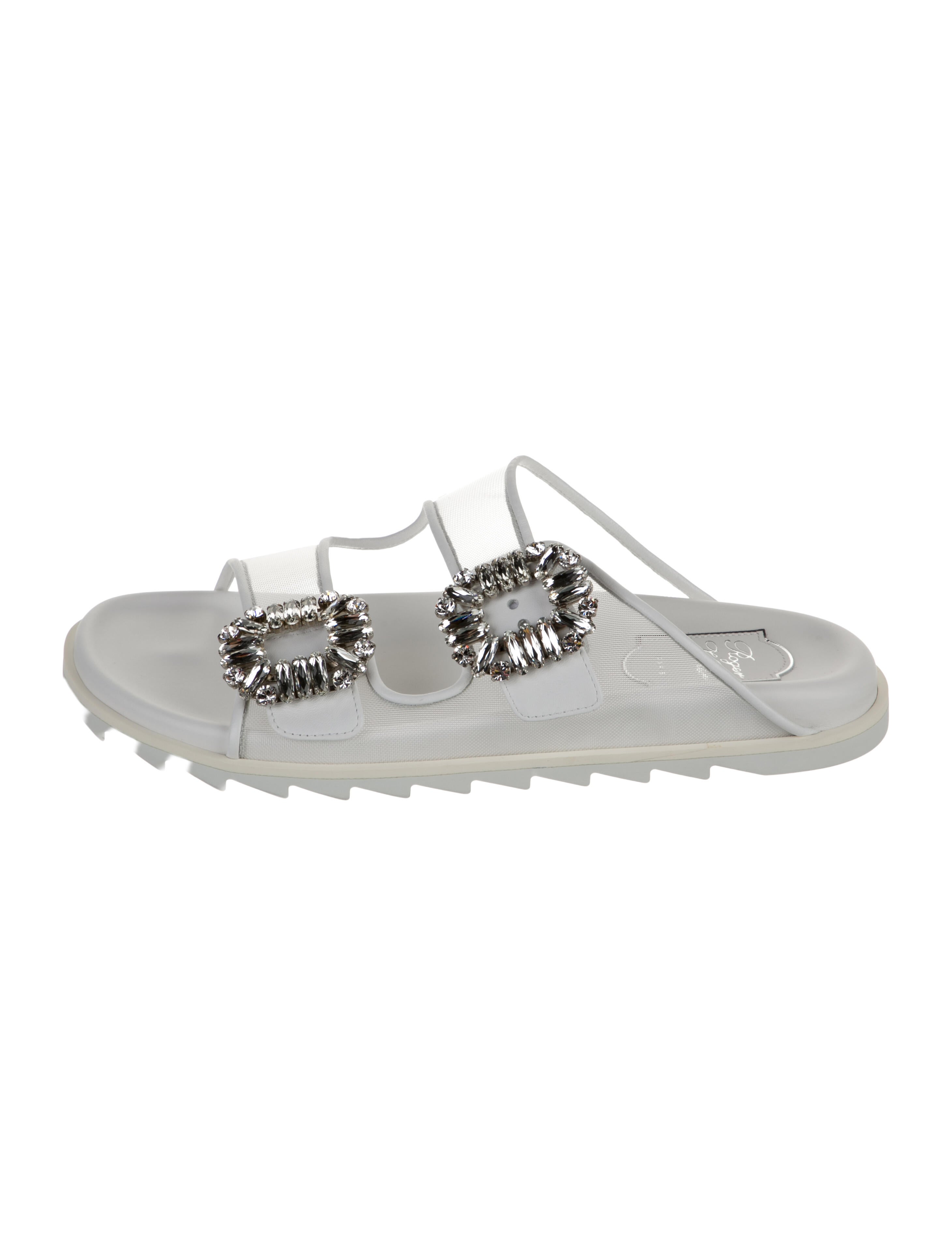 Roger Vivier Mesh Crystal Embellishments Slides w/ Tags