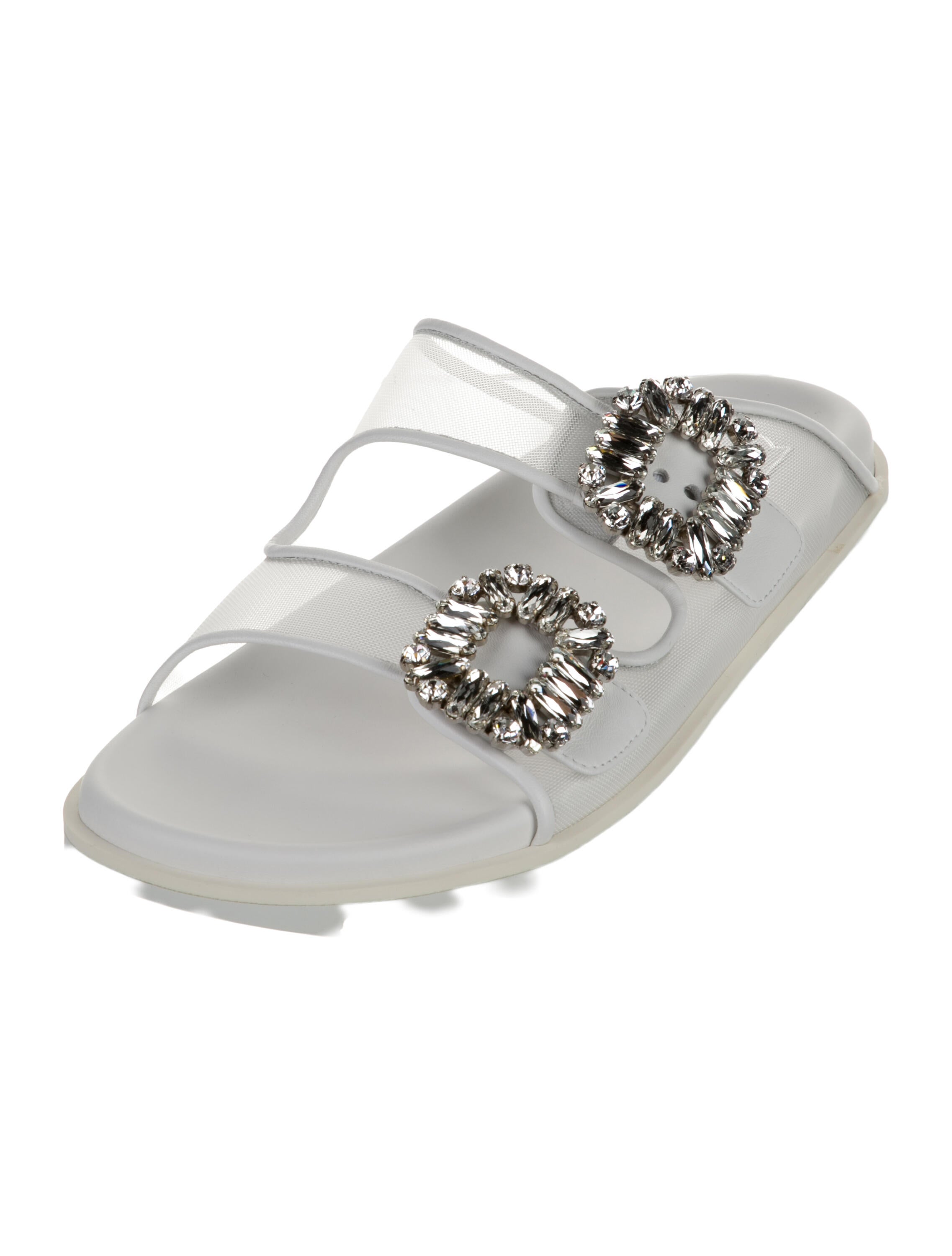 Roger Vivier Mesh Crystal Embellishments Slides w/ Tags