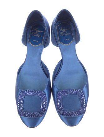 Roger Vivier Satin Crystal Embellishments D'Orsay Flats