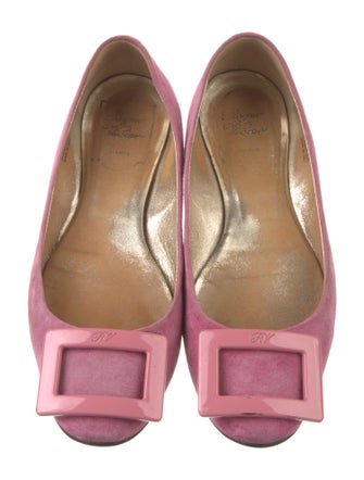 Roger Vivier Signature Logo Suede Ballet Flats
