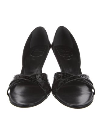 Roger Vivier Patent Leather Lasercut Accents Sandals