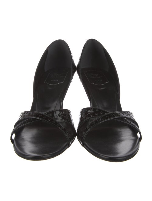 Roger Vivier Patent Leather Lasercut Accents Sandals