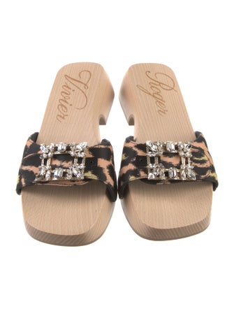 Roger Vivier Printed Crystal Embellishments Slides