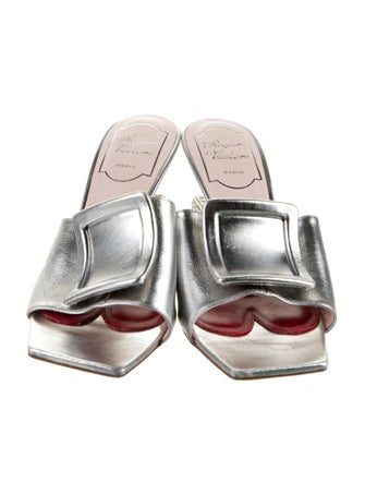 Roger Vivier Leather Crystal Embellishments Slides