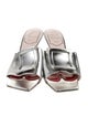 Roger Vivier Leather Crystal Embellishments Slides