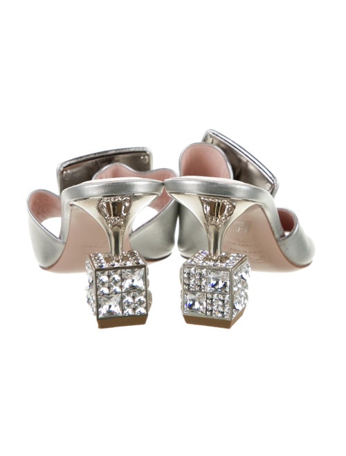 Roger Vivier Leather Crystal Embellishments Slides