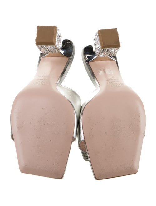 Roger Vivier Leather Crystal Embellishments Slides