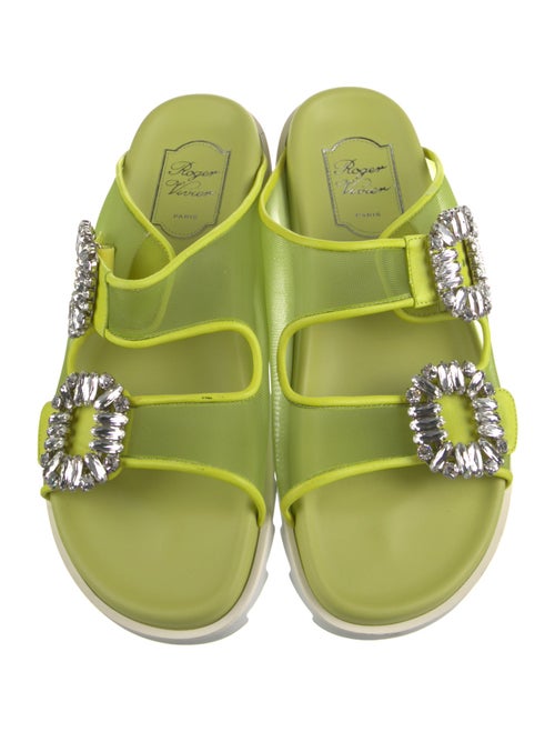 Roger Vivier Mesh Crystal Embellishments Slides