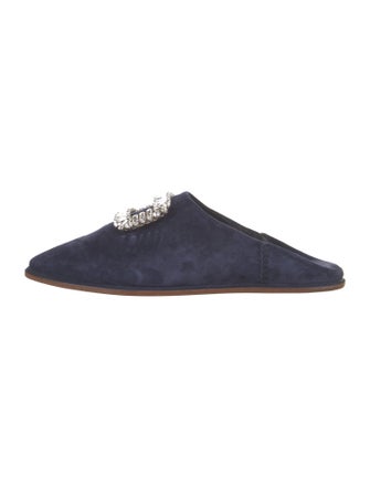 Roger Vivier Suede Crystal Embellishments Mules