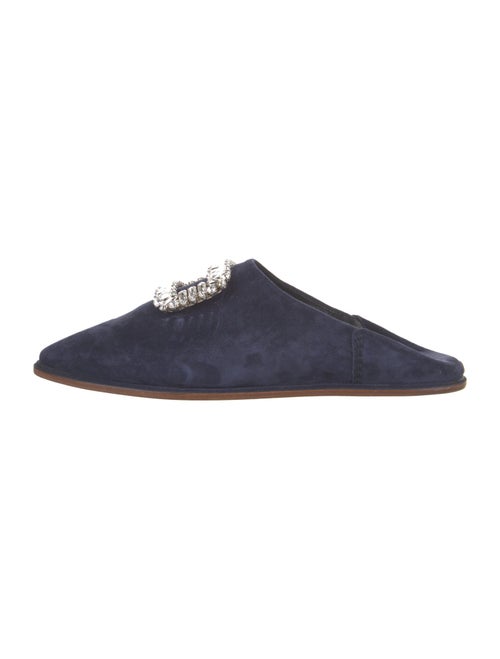 Roger Vivier Suede Crystal Embellishments Mules