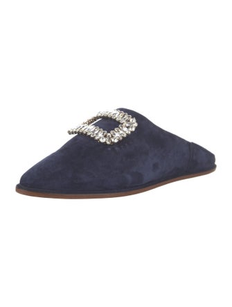 Roger Vivier Suede Crystal Embellishments Mules