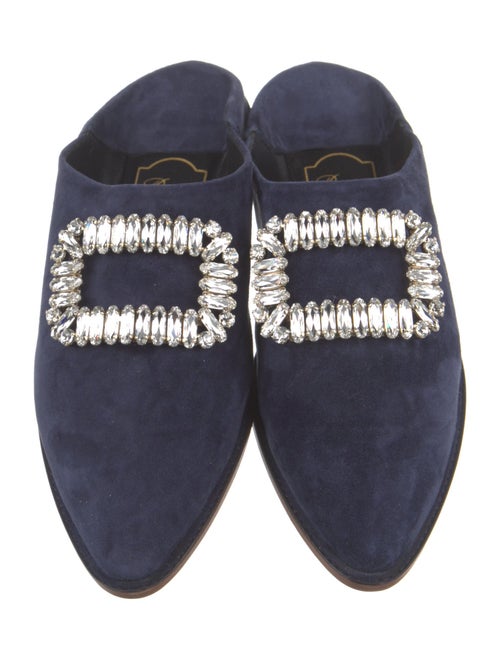 Roger Vivier Suede Crystal Embellishments Mules