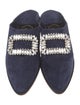 Roger Vivier Suede Crystal Embellishments Mules