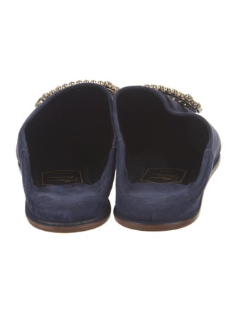 Roger Vivier Suede Crystal Embellishments Mules