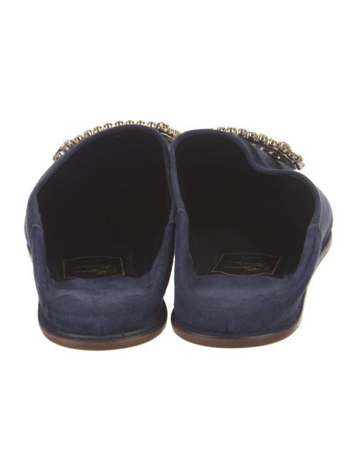 Roger Vivier Suede Crystal Embellishments Mules