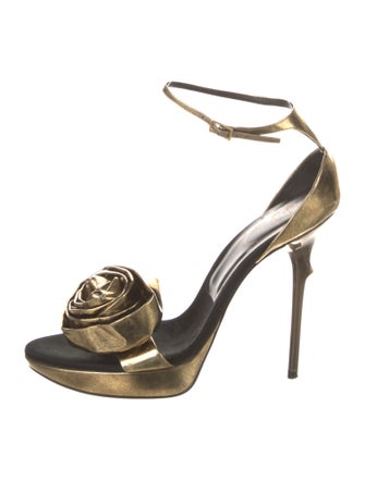 Roger Vivier Leather Crystal Embellishments Sandals