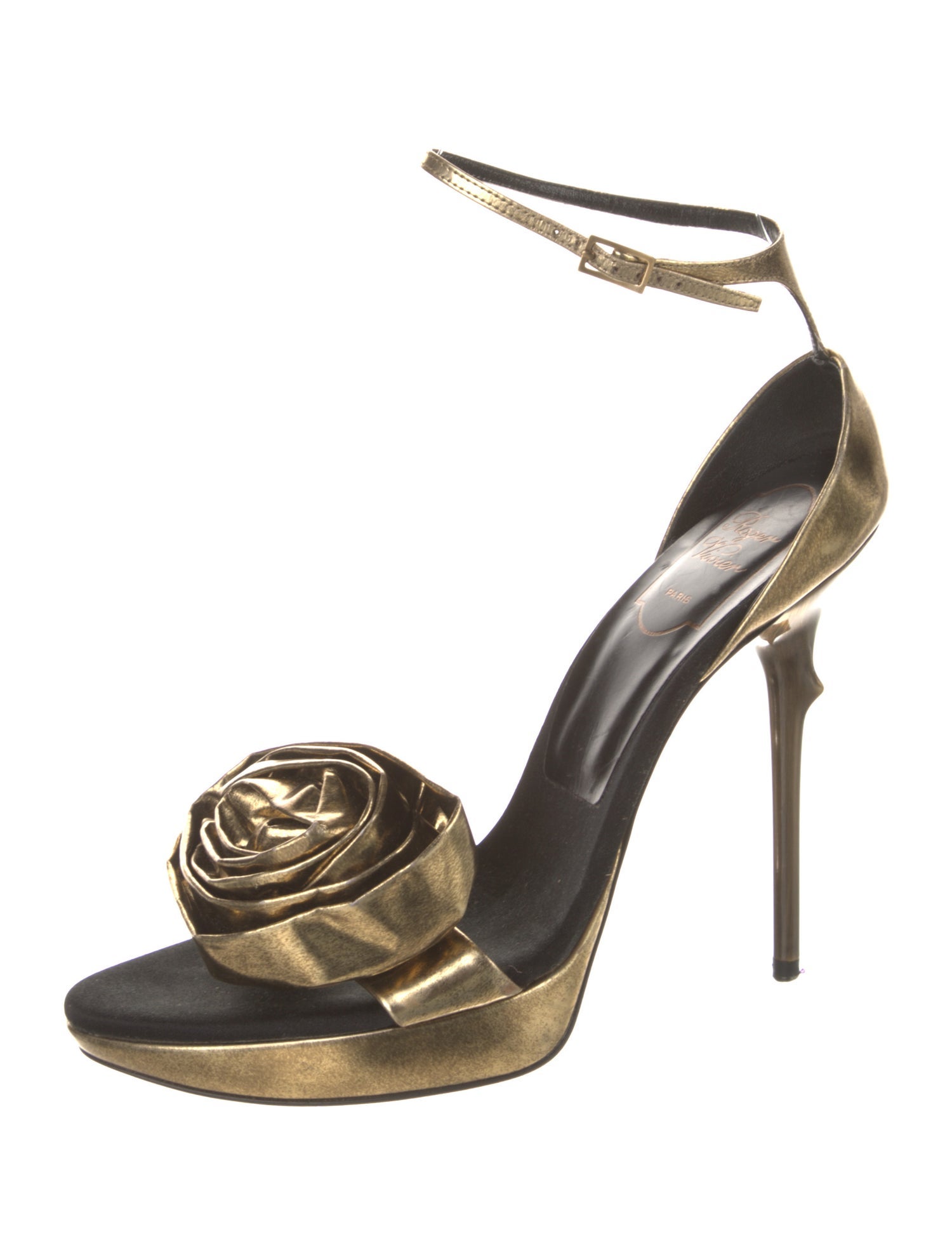 Roger Vivier Leather Crystal Embellishments Sandals