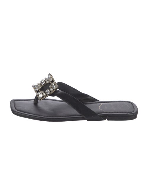 Roger Vivier Leather Crystal Embellishments Slides