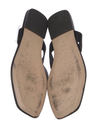 Roger Vivier Leather Crystal Embellishments Slides