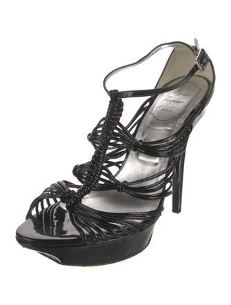 Roger Vivier Patent Leather T-Strap Sandals