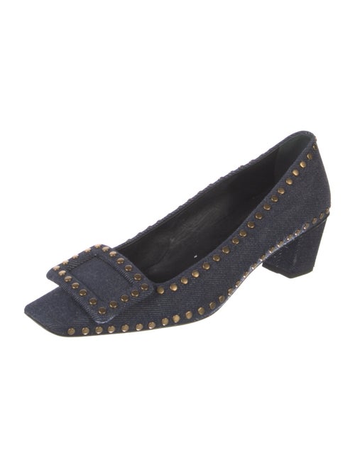 Roger Vivier Denim Studded Accents Flats