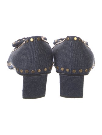 Roger Vivier Denim Studded Accents Flats