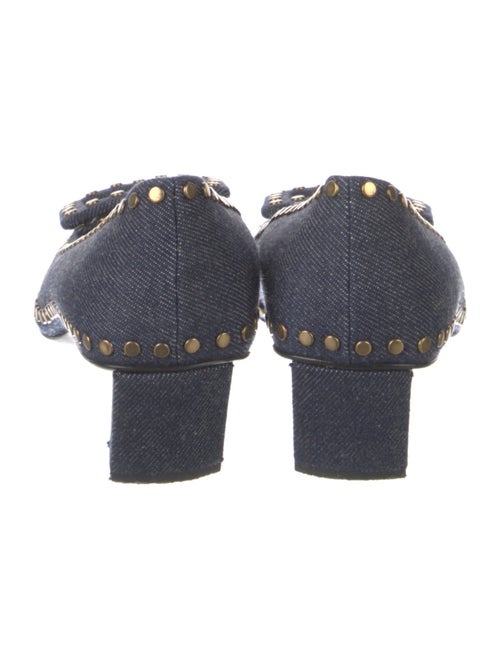 Roger Vivier Denim Studded Accents Flats