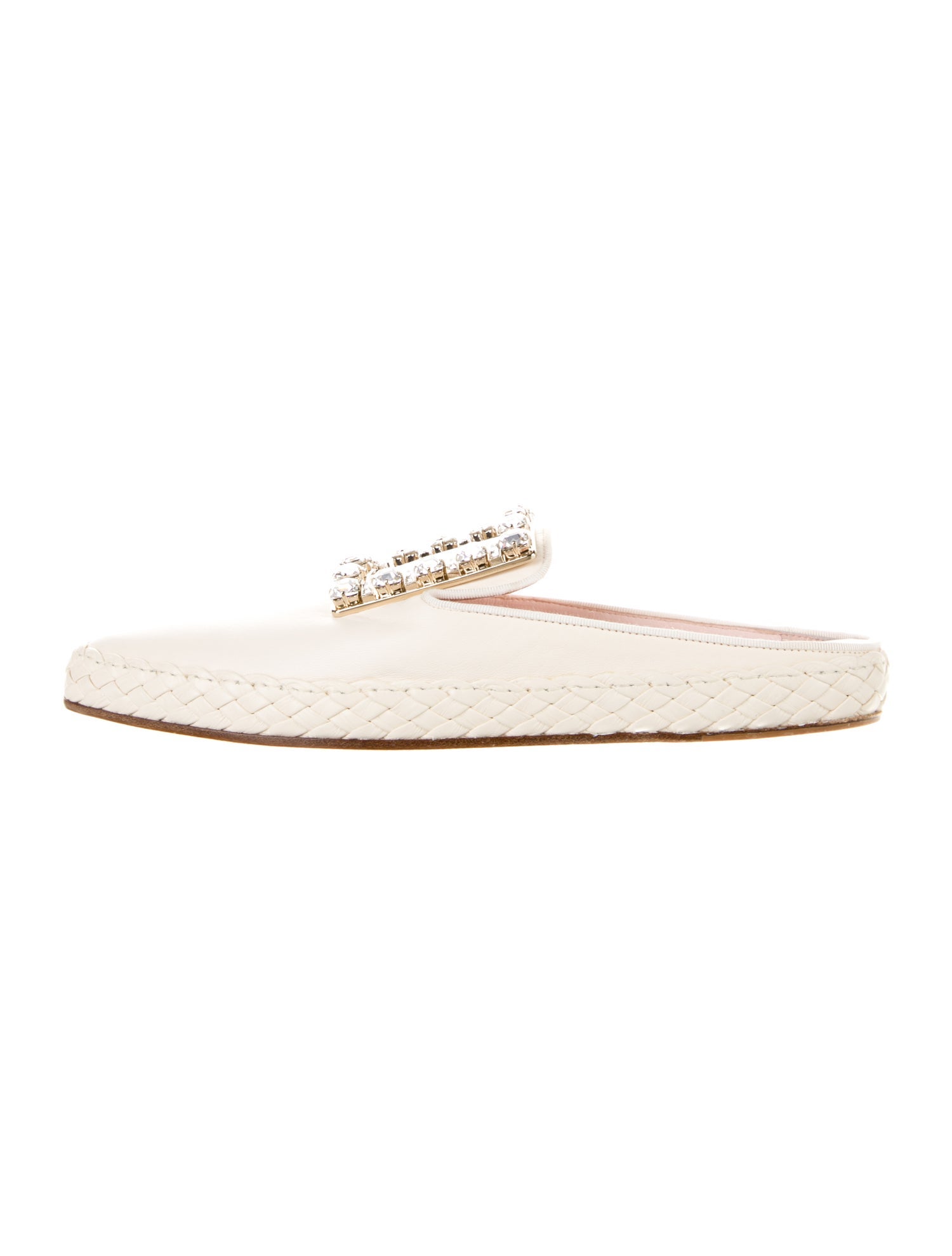 Roger Vivier Leather Crystal Embellishments Mules