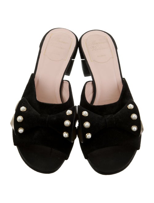 Roger Vivier Suede Colorblock Pattern Mules