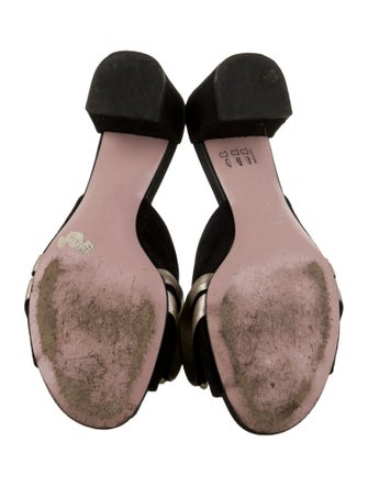 Roger Vivier Suede Colorblock Pattern Mules