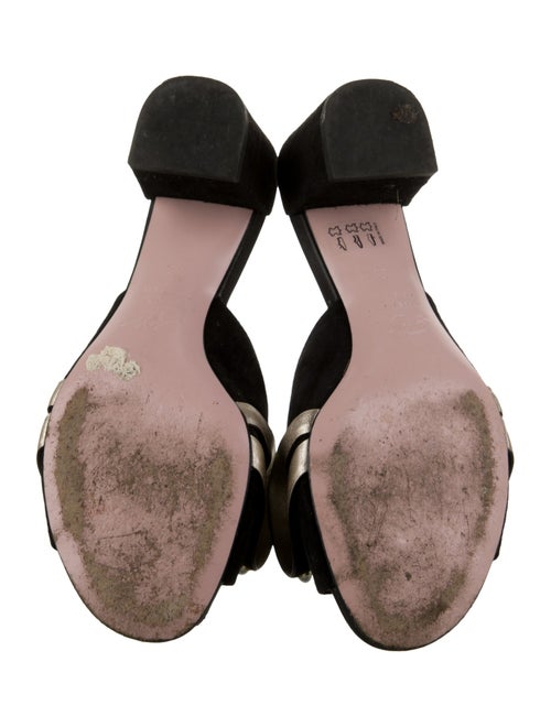 Roger Vivier Suede Colorblock Pattern Mules