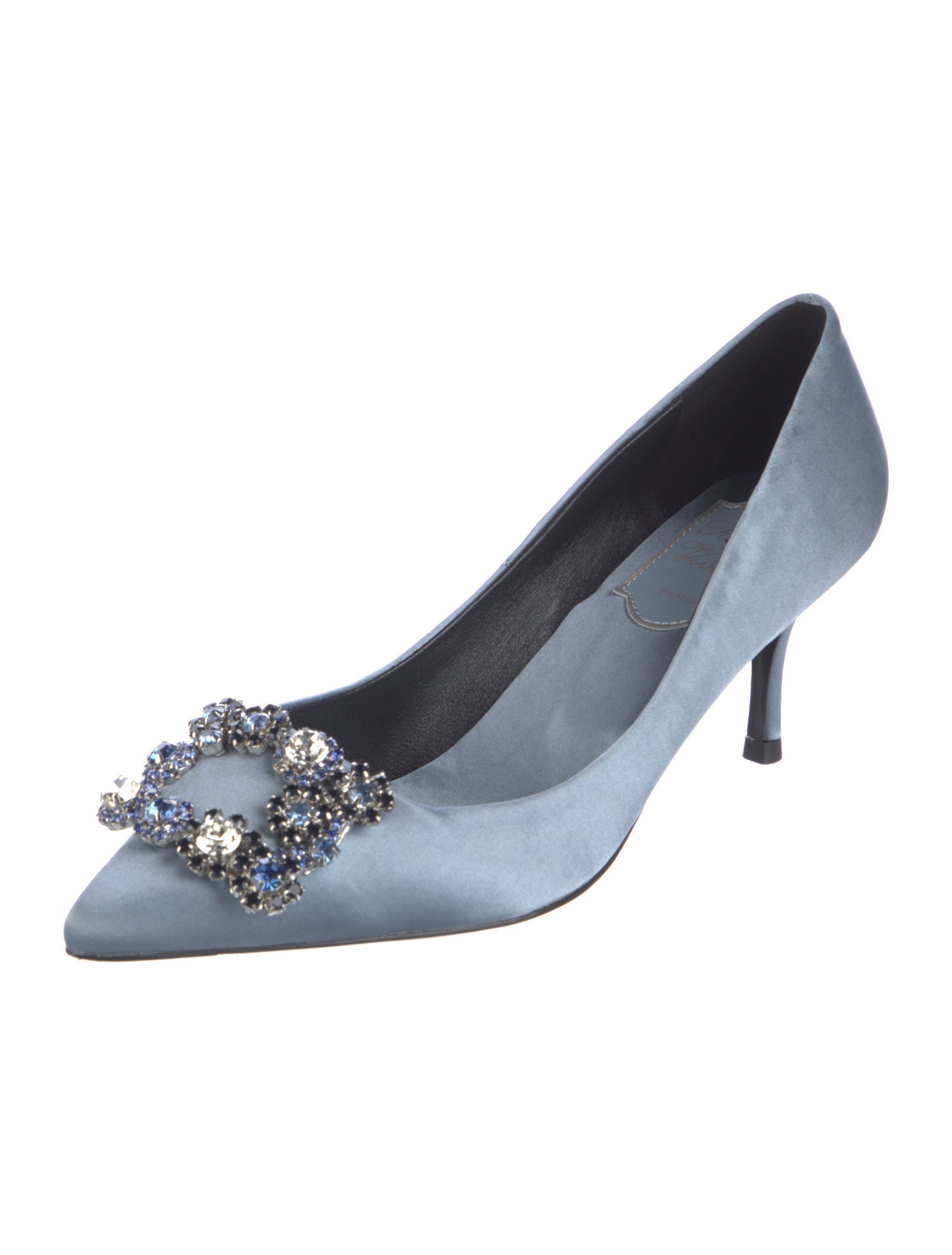 Roger Vivier Satin Crystal Embellishments Pumps