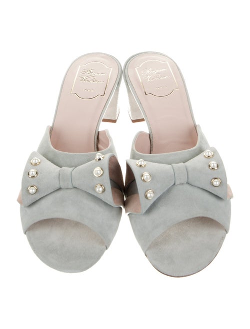 Roger Vivier Suede Studded Accents Slides
