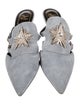 Roger Vivier Suede Crystal Embellishments Mules