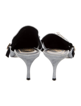 Roger Vivier Suede Crystal Embellishments Mules