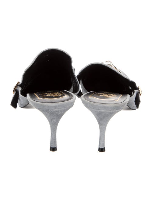 Roger Vivier Suede Crystal Embellishments Mules