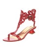 Roger Vivier Patent Leather Lasercut Accents T-Strap Sandals