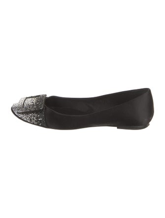 Roger Vivier Satin Animal Print Ballet Flats