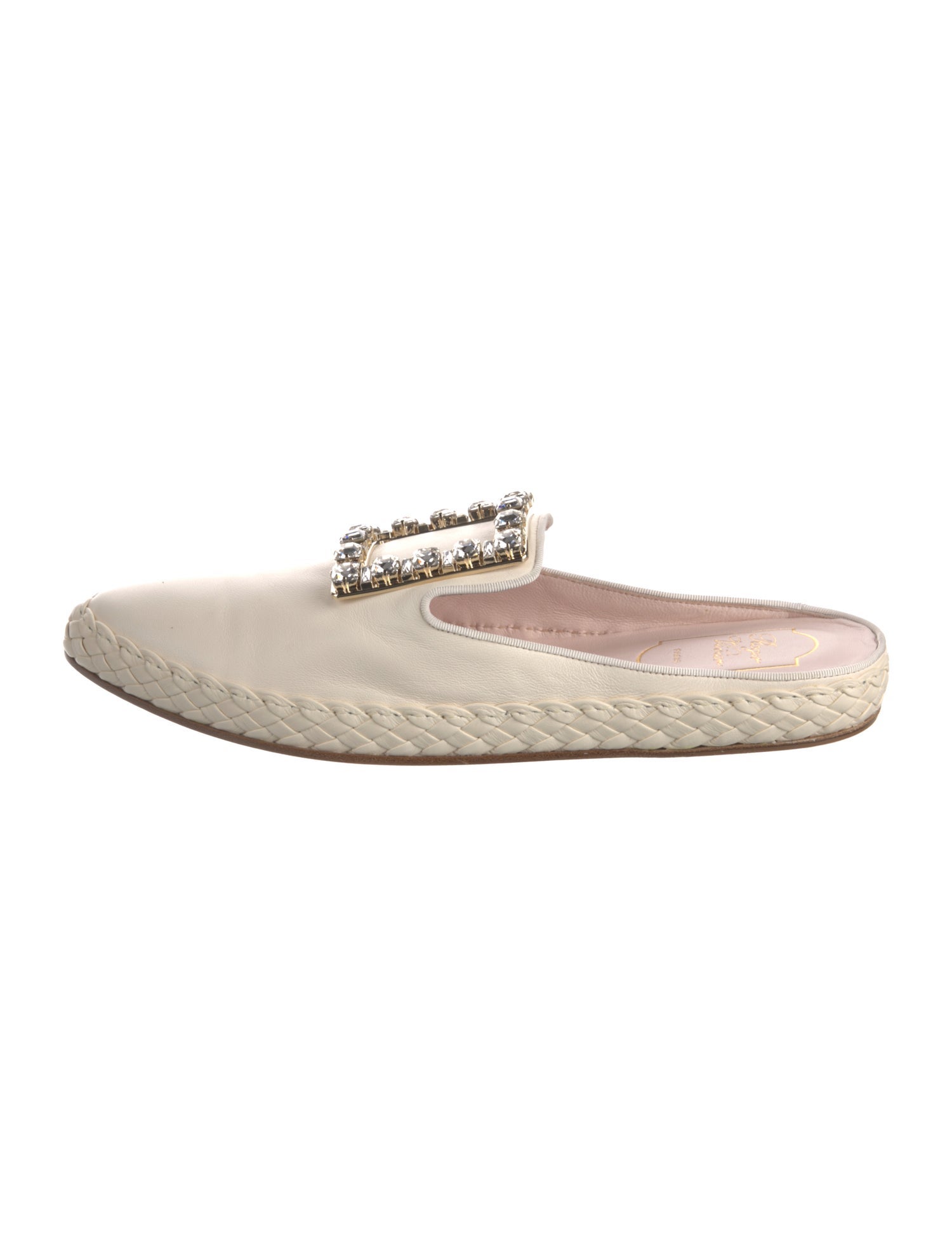 Roger Vivier Leather Crystal Embellishments Mules