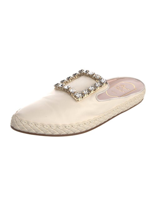 Roger Vivier Leather Crystal Embellishments Mules