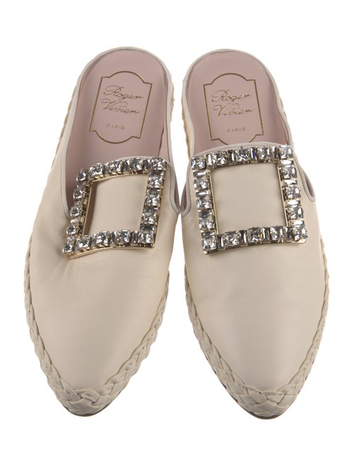 Roger Vivier Leather Crystal Embellishments Mules