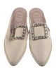 Roger Vivier Leather Crystal Embellishments Mules