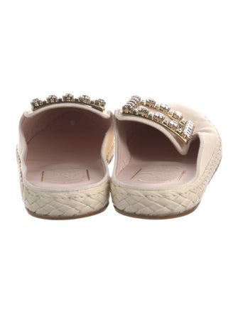 Roger Vivier Leather Crystal Embellishments Mules