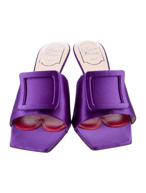 Roger Vivier Satin Crystal Embellishments Slides