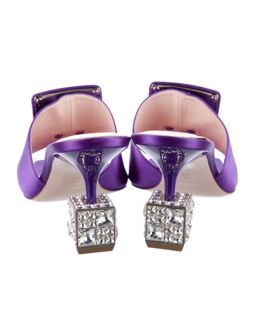 Roger Vivier Satin Crystal Embellishments Slides