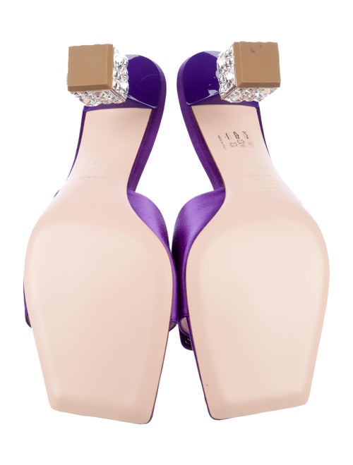 Roger Vivier Satin Crystal Embellishments Slides