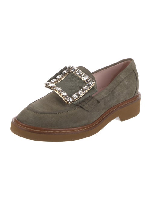 Roger Vivier Suede Crystal Embellishments Loafers