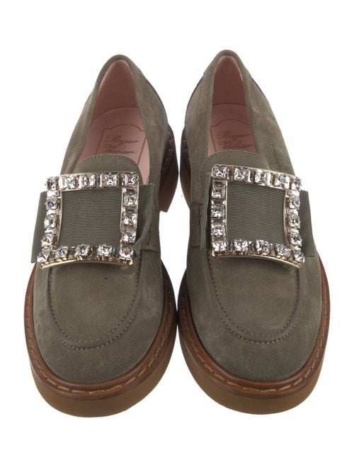 Roger Vivier Suede Crystal Embellishments Loafers
