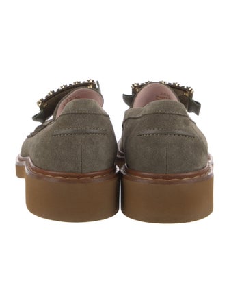 Roger Vivier Suede Crystal Embellishments Loafers